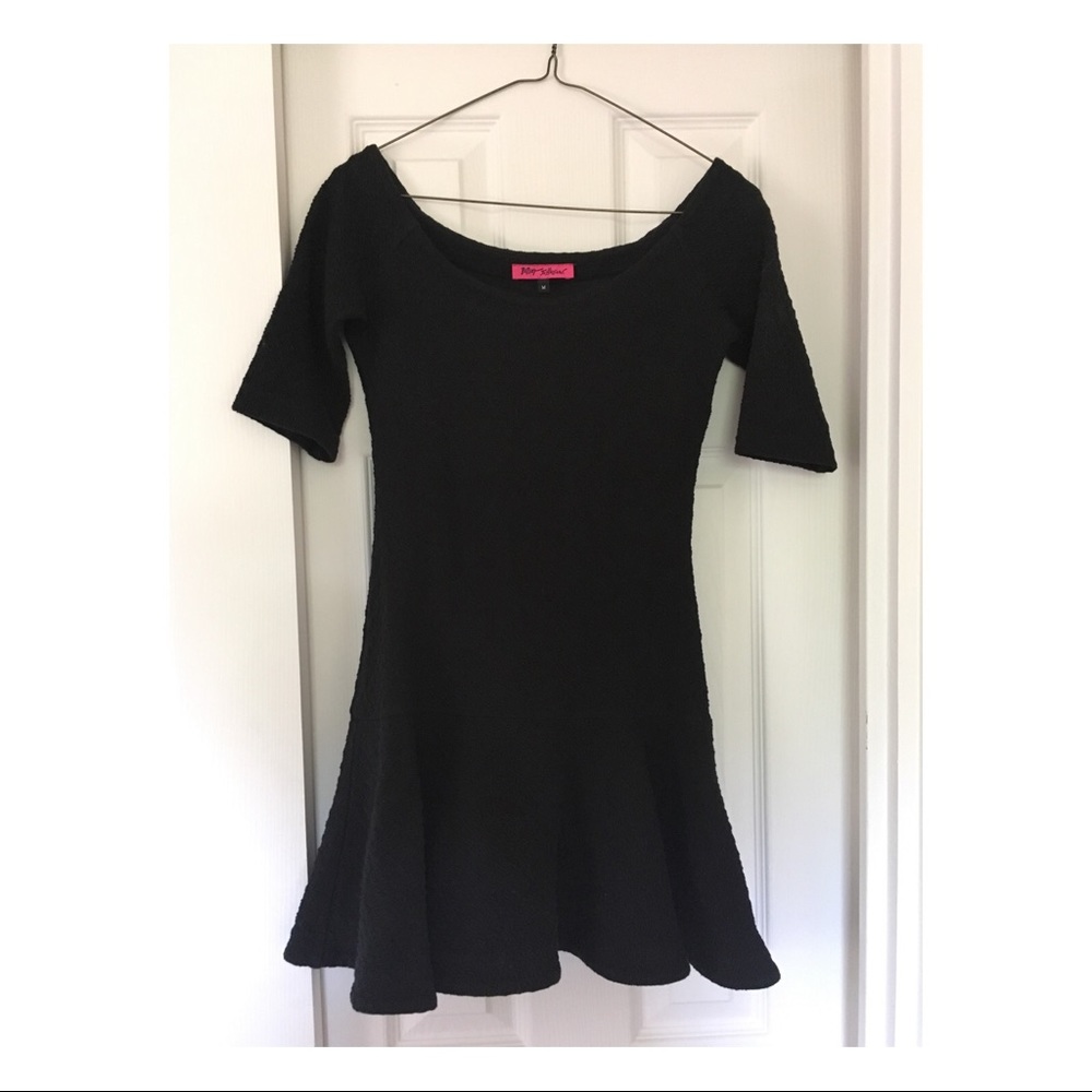 Betsey Johnson Off the Shoulder Black Dress